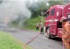 Mobil Terbakar di Kawasan Desa Linggo Asri, Polisi dan Damkar Bergerak Cepat