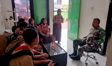 Pramuka SMPN 13 Depok Kunjungi Koramil 07/Limo