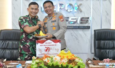 Kunjungi Mapolrestro Depok, Dandim 0508/Depok Sampaikan Ucapan HUT Bhayangkara Ke-79