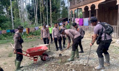 Gotong Royong di Pesantren Terdampak Banjir Bandang, Polres Nagan Raya Hadir Bantu Pemulihan
