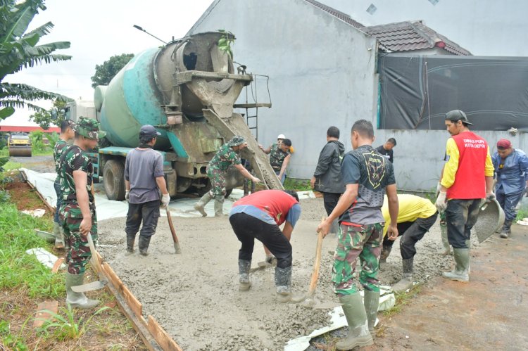H+14 TMMD Kodim 0508/Depok, Sinergi TNI-Polri dan Warga Percepat Pembangunan Jalan