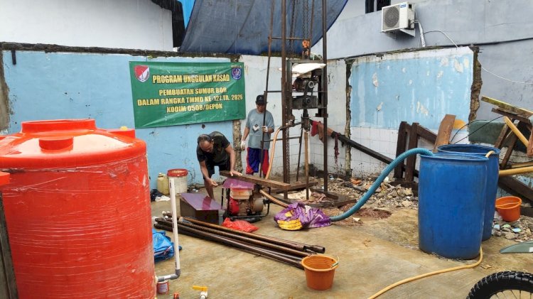 TMMD Ke-127 Kodim 0508/Depok Kebutan Pembuatan Sumur Bor di Sukamaju dan Abadi Jaya