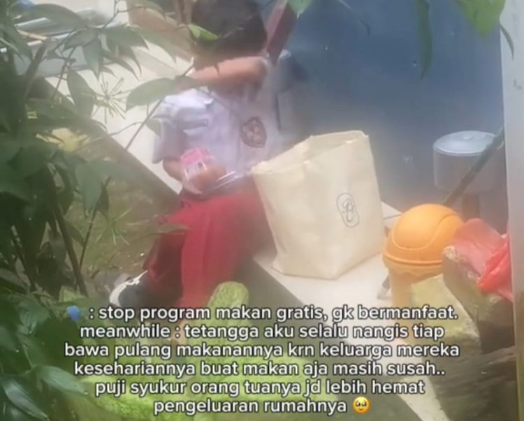 Viral Air Mata Bocah SD saat Bawa Pulang MBG untuk Makan Keluarganya