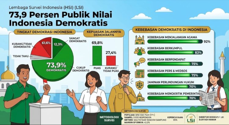 Survei LSI: 73,9 Persen Publik Nilai Indonesia Demokratis